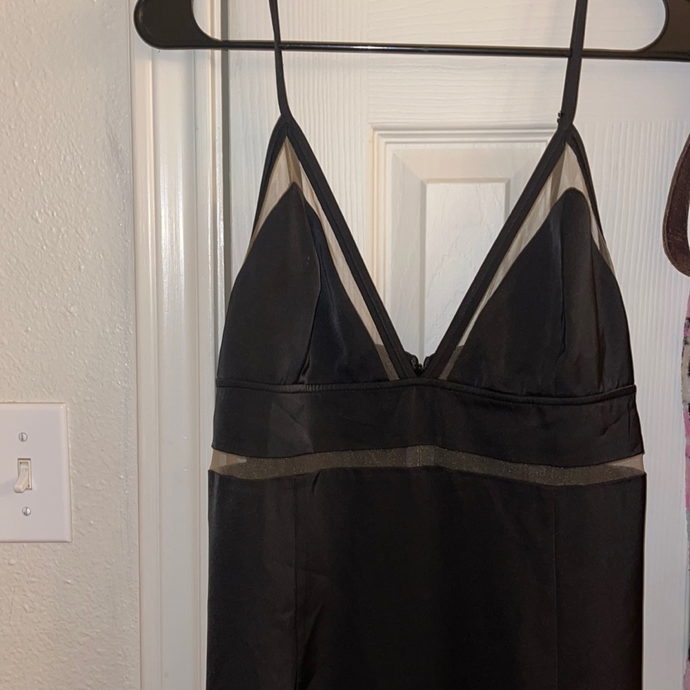 Sexy black dress front high slit